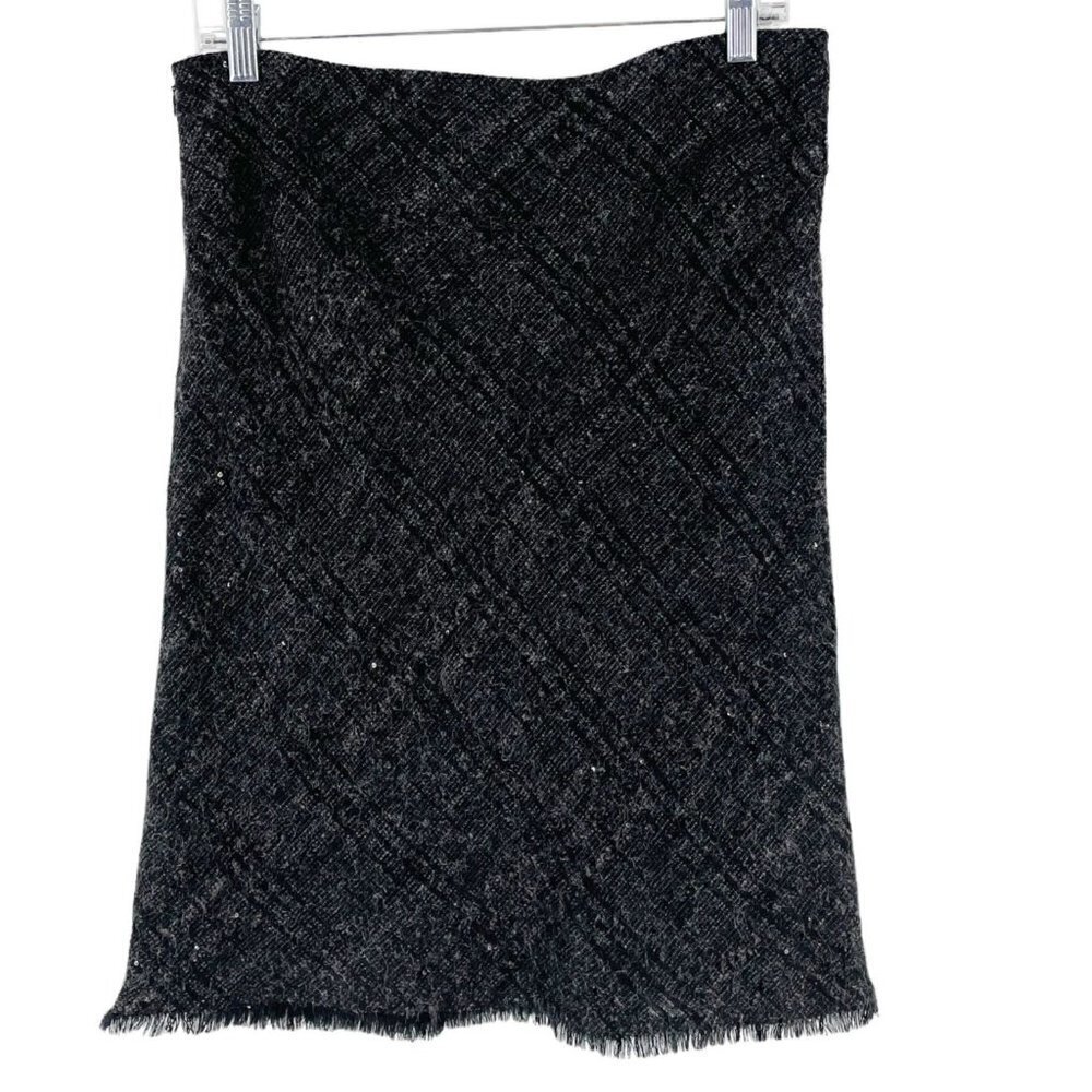 Burberry London Grey Diamond Tweed Sequined Wool/Mohair Blend Skirt UK10/US8 - Picture 3 of 10